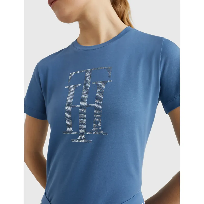 Tommy Hilfiger Women's Rhinestone T-Shirt - Blue Coast-4